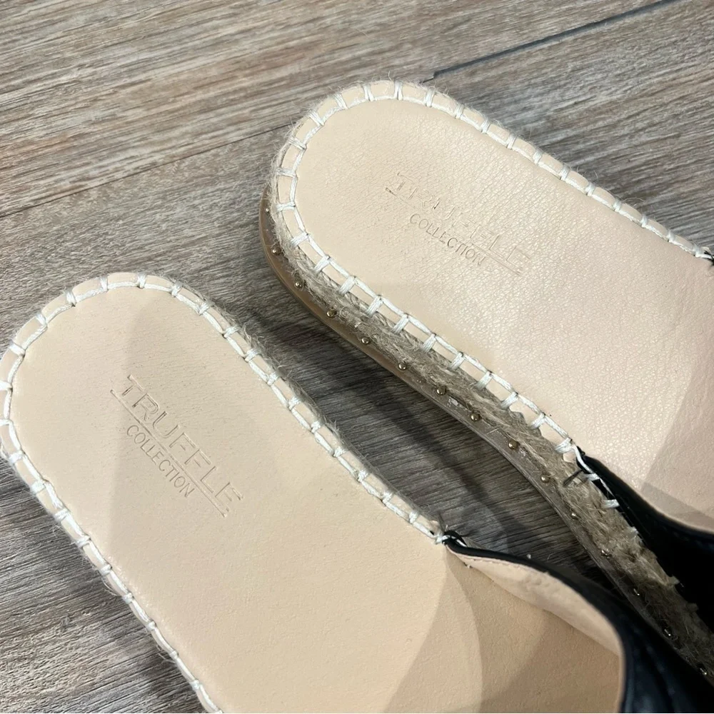 Pretty Little Thing Black Quilted Mule Flatform Espadrille Sandals